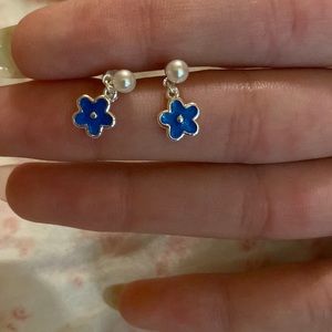 Sterling silver flower and pearl earrings